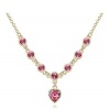 Next-Fri Korean Crystal Finger the Other End Diamond Necklace Peach Heart Flash Jewelry(Pink)