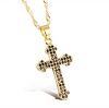 Gorgeous Jewelry 18K Gold Plated Black Zircon Accented Women Cross Shape Pendant Charming Necklace