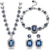Qianse *Royal Style* Necklace Bracelet Earrings Fashion Jewelry Set Made with Navy SWAROVSKI Crystal