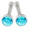 Nose studs piercing jewelry rings 18g surgical steel gauges colorful straight pins - 2 pieces - 2 pieces - Aquamarine