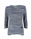 JM Collection Women's 3/4 Sleeve Metallic Marled Sweater (PL, Blue Marl)