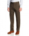 Kenneth Cole Reaction Men's Micro Houndstooth Modern Fit Flat Front Pant, Chocolate, 36Wx30L