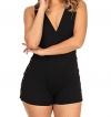 TomYork Dressy Lace up Fitted Sleeveless Black Romper(Size,M)