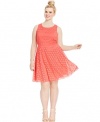 Trixxi Plus Size Sleeveless Lace-Overlay Skater Dress Coral Size 24W