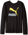 PUMA Boy's 8-20 No 1 Long Sleeve Logo Tee, Black, Medium