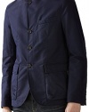 Gucci Men's Navy Blue Washed Gabardine Button Zip Blazer Sport Coat Jacket