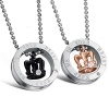 Double FNT Titanium Steel Imperial Crown Circle Word Couple Lover Pendant Necklace