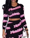 YeeATZ Moschino Print Long Sleeve Skirt Set(Size,L)