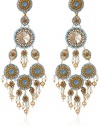 Miguel Ases Created Topaz, Quartz, Opalite, and Swarovski Large Chandelier Drop Earrings