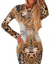 TomYork Leopard Mirror Print Long Sleeve Mini Dress