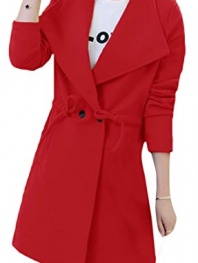 xiaokong Women's Wool-Blend Classic Solid Belted Trench Coat Jacket