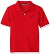 Nautica Little Boys' Short Sleeve Deck Polo Shirt, Carmine, Large (7)