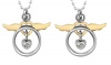Daesar Hers & Hers Necklace Set Stainless Steel Hollow Circle Dove & Wing Heart Pendant