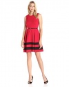 Calvin Klein Women's Fit-and-Flare Dress with Belted Waist