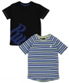 Rocawear Little Boys' Striped Logo 2-Pack T-Shirts - black, 5 - 6