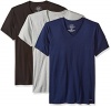 Calvin Klein Men's, Undershirts, 3 Pack Cotton Short Sleeve V-Neck, Black/Grey Heather/Blue Shadow, Small