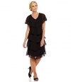 Patra Women's Petite Tiered Georgette Dress Black Size 8P
