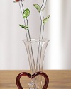 Red Roses in Glass Vase with Heart and Hanging Crystal Heart Shaped Charm - Crystal Roses That Will Last Forever - Gift Boxed - I Love You - Anniversary - Valentine's Day - Mom - Wife - Girlfriend