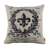 LINKWELL 18x18 Black Word Fleur De Lis Burlap Cushion Covers Pillow Case