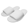 Waffle Open Toe Adult Slippers Cloth Spa Hotel Unisex Slippers for Women and Men White