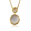 Riccova City Lights Satin 14k Gold-Plated Cubic Zirconia Accented Clear Faceted Stones Pendant Necklace/ 16/2