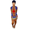 VESNIBA Women African Print Dress Casual Straight Bohemia Sleeveless Mini Dresses