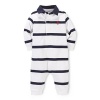Polo Ralph Lauren Infant Boys Rugby Striped Coverall White Navy (3 Months, White)
