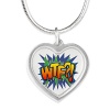 Silver Heart Necklace Text Abbreviation WTF?!