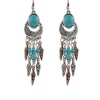 Romatic Turquoise Earrings for Women Fashion Flower Oval Earrings in Jewelry Vintage Silver Color Earring