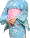 sakura Women Japanese Yukata obi belt set / Ligth blue goldfish pattern