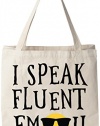 I Speak Fluent Emoji - Natural Cotton Canvas Tote Bag 12 Oz (11X14X5) Reusable Ideal for Groceries, Shopping, School and Office Use