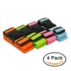 BlueCosto Luggage Strap Suitcase Belt Travel Accessories, 4-Pack, 4-Color