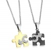 Epinki Unisex Pendant, Stainless Steel Double Puzzle Necklace Silver Gold/Silver Black
