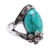 Cafa Flower Style Green Turquoise Fashion Women's Ring Jewelry