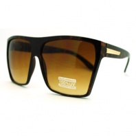 Large Oversized Retro Fashion Square Flat Top Sunglasses (Brown)