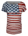 Tommy Hilfiger Women's White Vintage American Flag Front Print T-Shirt, L