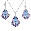 EVER FAITH 925 Sterling Silver CZ Baroque Pendant Necklace Earrings Set Adorned with Crystals from Swarovski