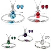 I's Silver Plated Lucky Fashion Elegant Angel Teardrop Austrian Crystal Necklace,Earring Bracelet Jewelry Set (5 colors)