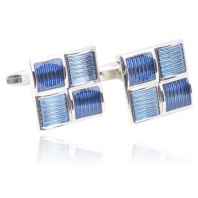 Digabi Square Blue Glazing Platinum Plated Cufflinks with Box