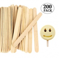 Pack of 200 Popsicle Sticks, 4.5 Inch Wooden Crafts Ice Cream Sticks for Ice Pop & DIY Crafts by Acerich