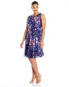 Adrianna Papell Women's Plus-Size Pleated Floral-Print Dress