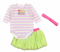 Rocawear Newborn Girls Medallion Green 2Pc Skirt Set With Tulle (3/6M)