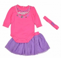 Rocawear Newborn Girls Pink Graffiti 2Pc Skirt Set With Tulle (6/9M)