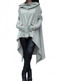 Annflat Women's Hooded Long Sleeve High Low Loose Long Tunic Tops