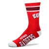 For Bare Feet Mens NCAA 4 Stripe Deuce Crew Socks