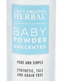 Ora's Amazing Herbal Talc-Free Grain-Free Gluten-Free Corn-Free Baby Powder, Unscented, 2.5 oz.