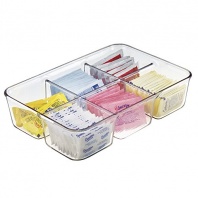 mDesign Coffee Condiment Packet Organizer for Sugar, Salt, Sweeteners, Tea Bags, Creamers - Clear