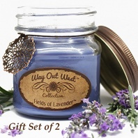 Lavender Jar Candles 2-PACK (Aromatherapy) -Perfect Gift for Her- Scented Candles with Relaxing, Natural Lavender Essential Oils -Fragrant, Long Lasting- Soy Wax Blend -Spa Quality (Periwinkle)