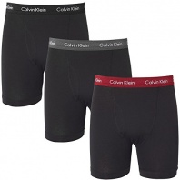 Calvin Klein Men's 3-Pack Cotton Classic Boxer Brief, Medium, black grey/red/black waistband