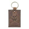 Lotería! Thick Bourbon Brown Leather Keychain Handmade by Hide & Drink :: La Calavera (Skull)